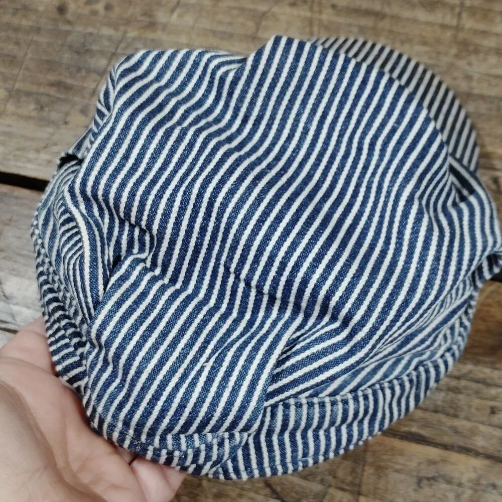 Baby Osh Kosh Hat Railroad Engineer Striped Cap 12-24 M Blue White